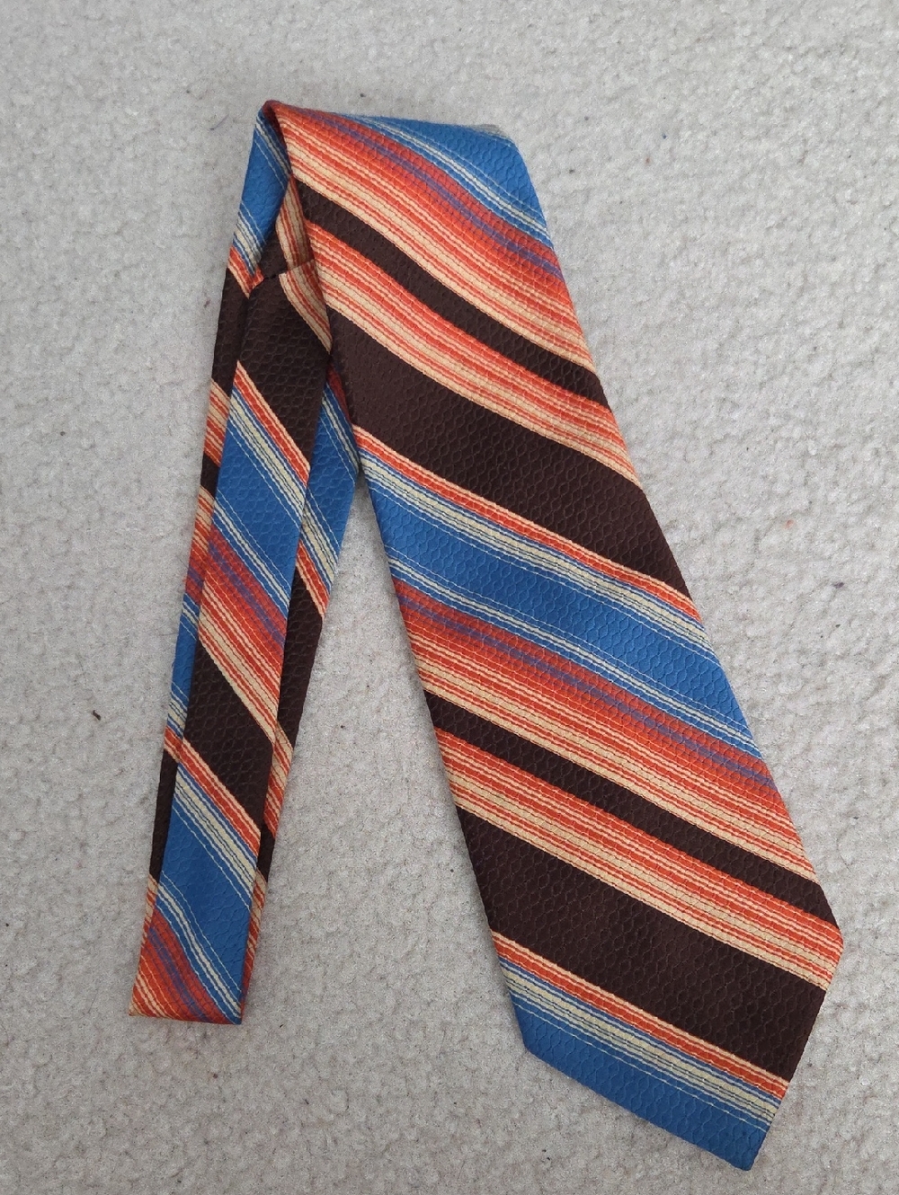 Vintage Dior Diagonal Stripe Tie in Blue, Orange & Brown